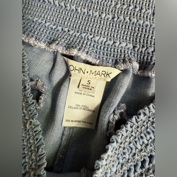 JOHN MARK Light Blue chambray smocked waist wide leg pants size S - Picture 7 of 11